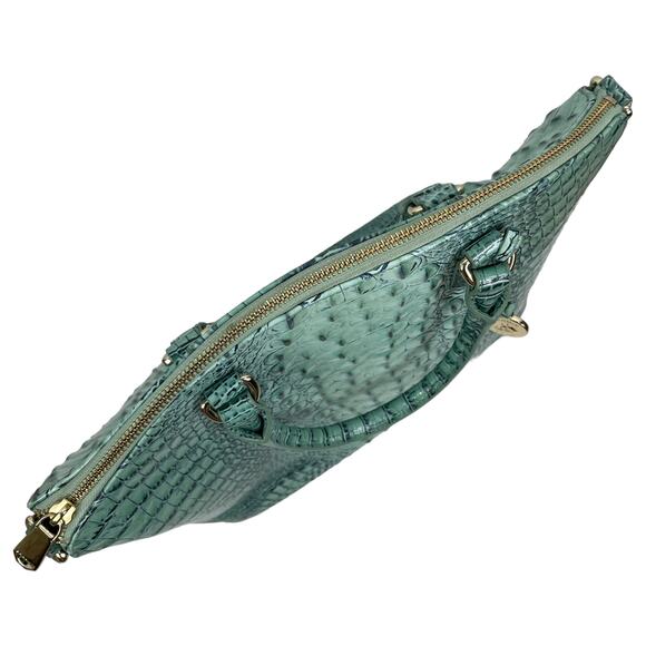 Brahmin Large Duxbury Satchel Bag Biscay Melbourne Blue Green Leather Croc - Picture 9 of 12